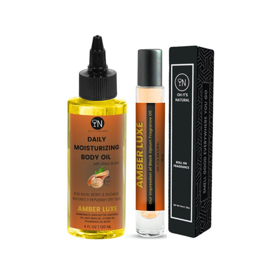 black opium scented body oil and perfume oil set