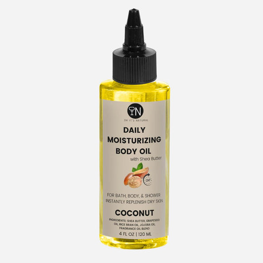 coconut scented body oil by oh it's natural