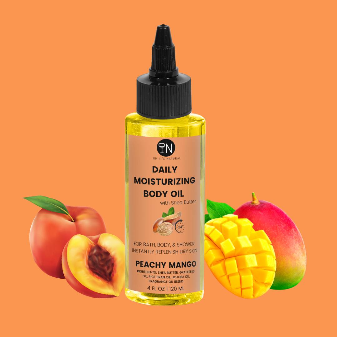 Peachy Mango Scented Body Oil - Organic Body Care Products - Oh It's Natural