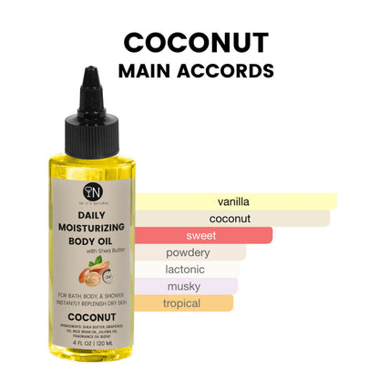 coconut scented body oil by oh it's natural