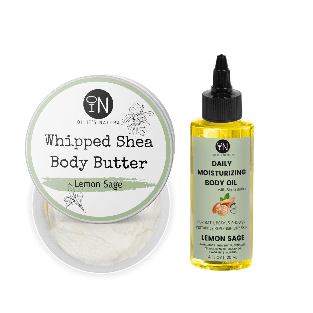 lemongrass scented body butter and body oil set