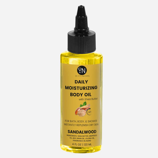 sandalwood shea body oil - organic body care products - oh it's natural